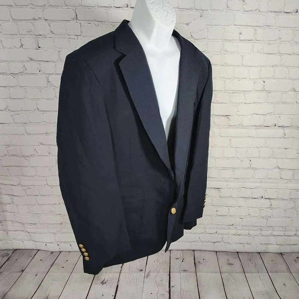 Trophy Club Dark Blue Two Button Single Breasted Men's Sports Coat Size 46R